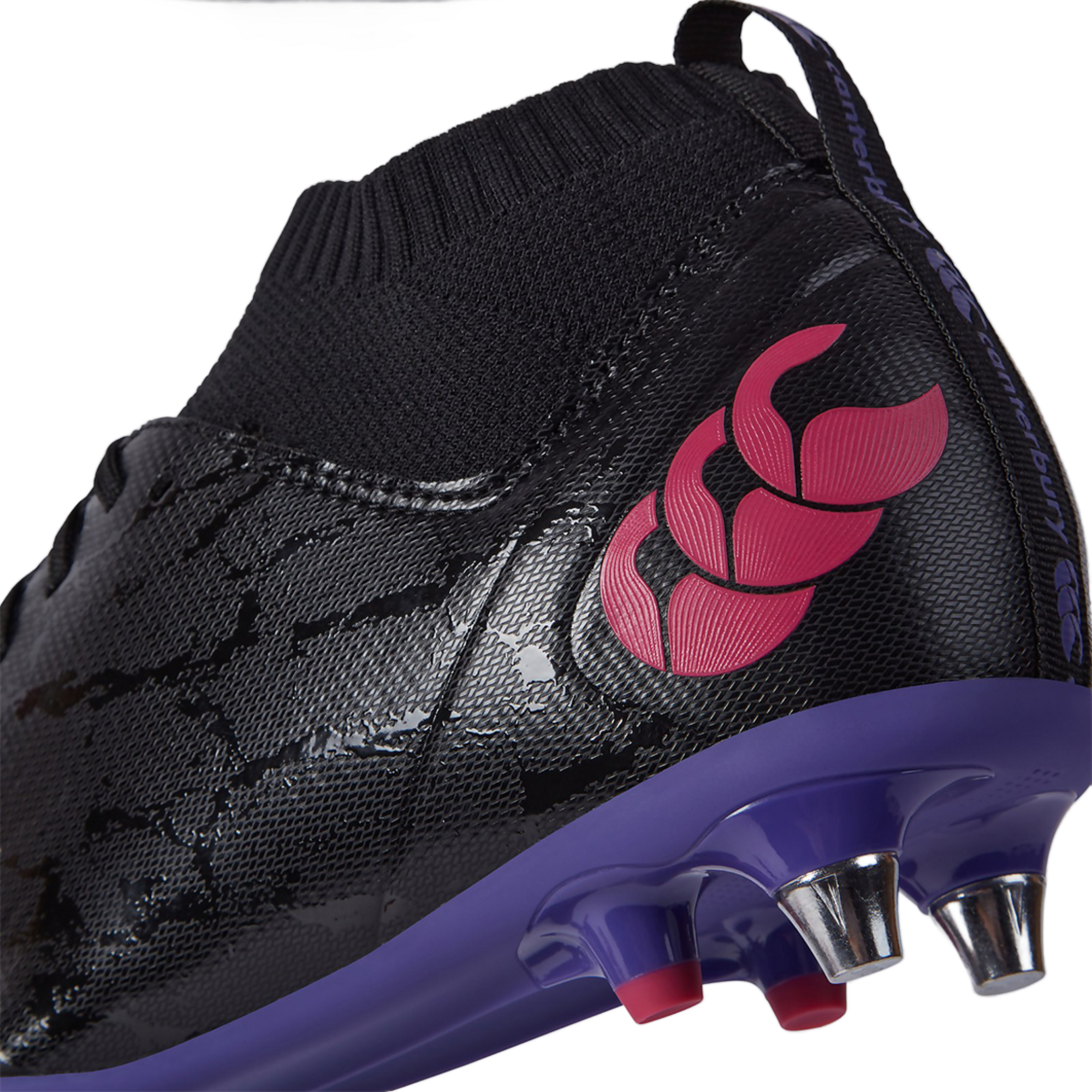 Canterbury Stampede Pro SG Rugby Boots a High-Performance Durable CCC Rugby Cleat Black/Purple Available in Unisex Sizing 6-16