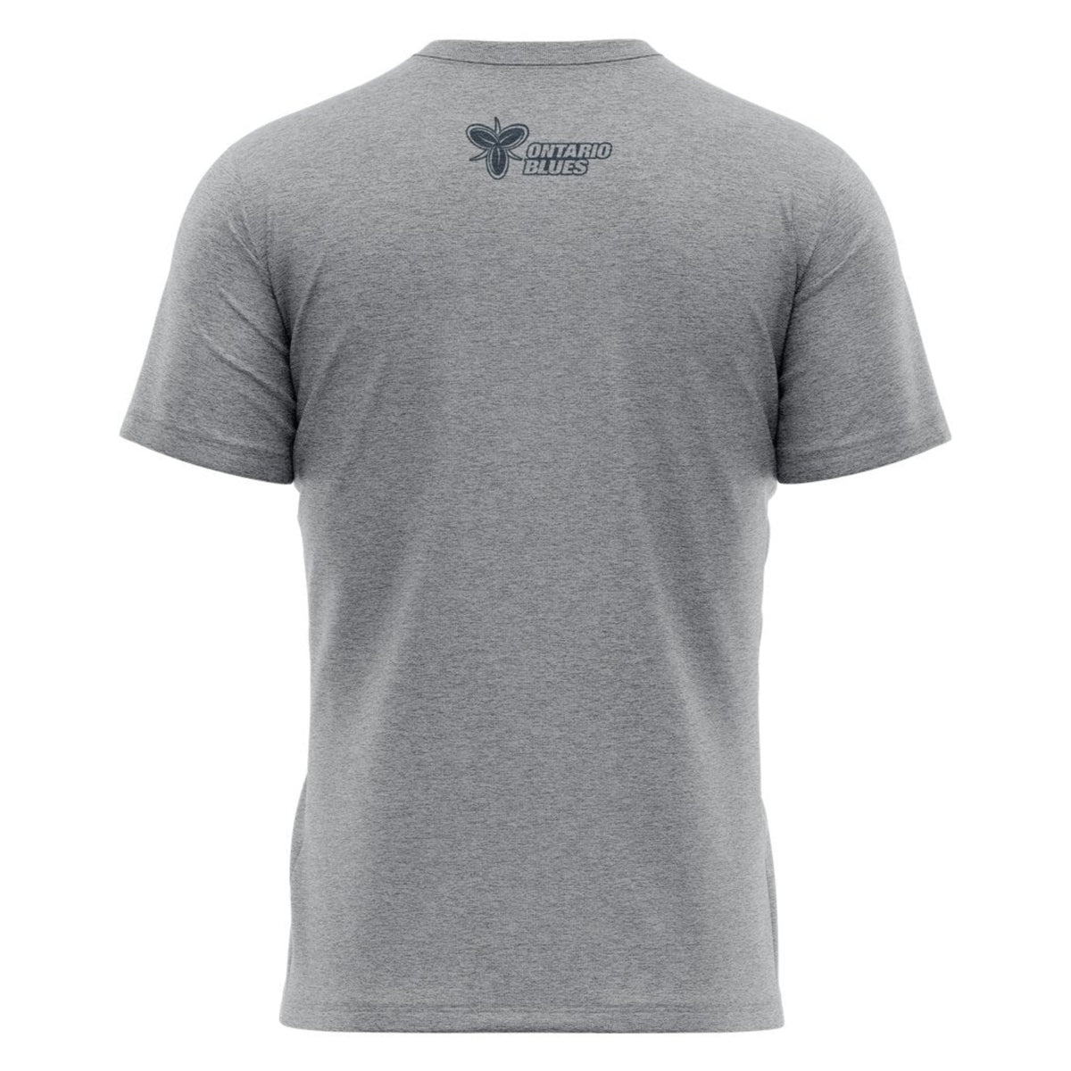 Ontario Blues &quot;High Performance Distress&quot; Tee - Back - Men&#39;s Sizing XS-4XL - Athletic Grey