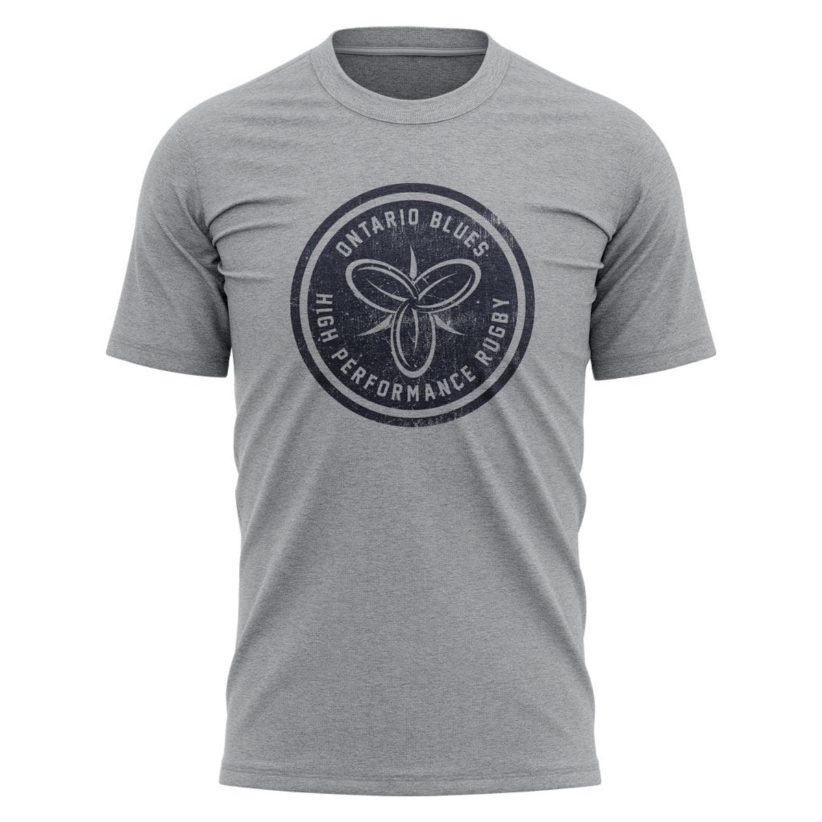 Ontario Blues &quot;High Performance Distress&quot; Tee - Women&#39;s Sizing XS-4XL - Athletic Grey