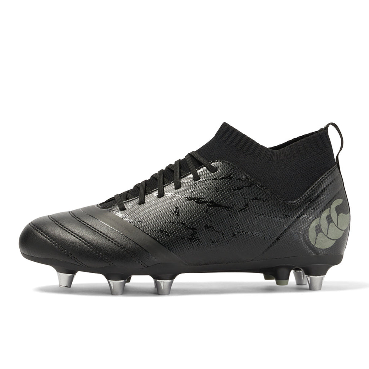 Canterbury Stampede Pro SG Rugby Boots a High-Performance Quality CCC Studed Rugby Shoe Black/Grey Available in Unisex Sizing 6-16