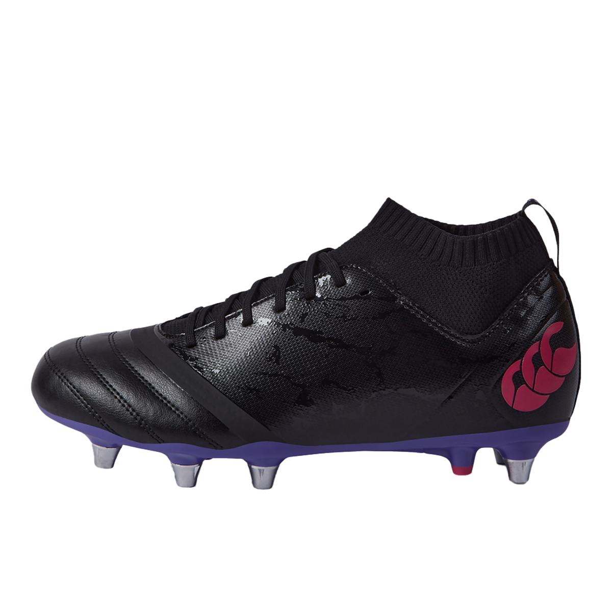 Canterbury Stampede Pro SG Rugby Boots a High-Performance Durable CCC Rugby Cleat Black/Purple Available in Unisex Sizing 6-16