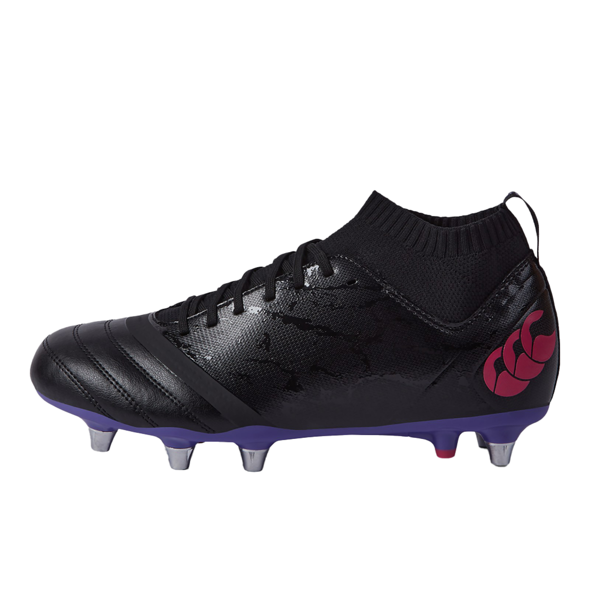 Canterbury Stampede Pro SG Rugby Boots a High-Performance Durable CCC Rugby Cleat Black/Purple Available in Unisex Sizing 6-16