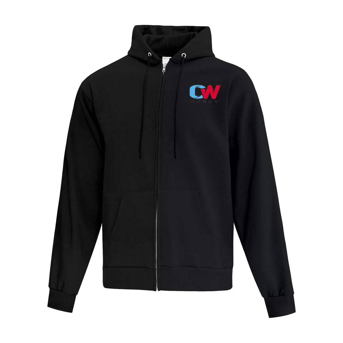 Castaway Wanderers R.F.C. Alt Logo Full Zip Hooded Sweatshirt - Adult Unisex - Athletic Heather/Black