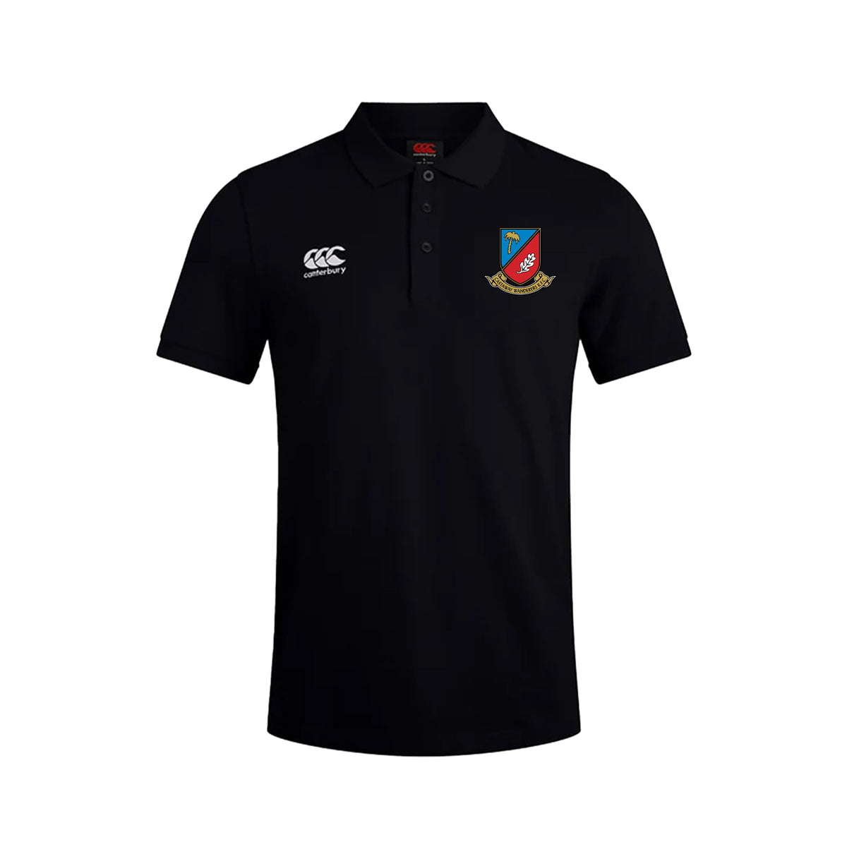 Castaway Wanderers R.F.C. Canterbury Waimak Polo Black Front