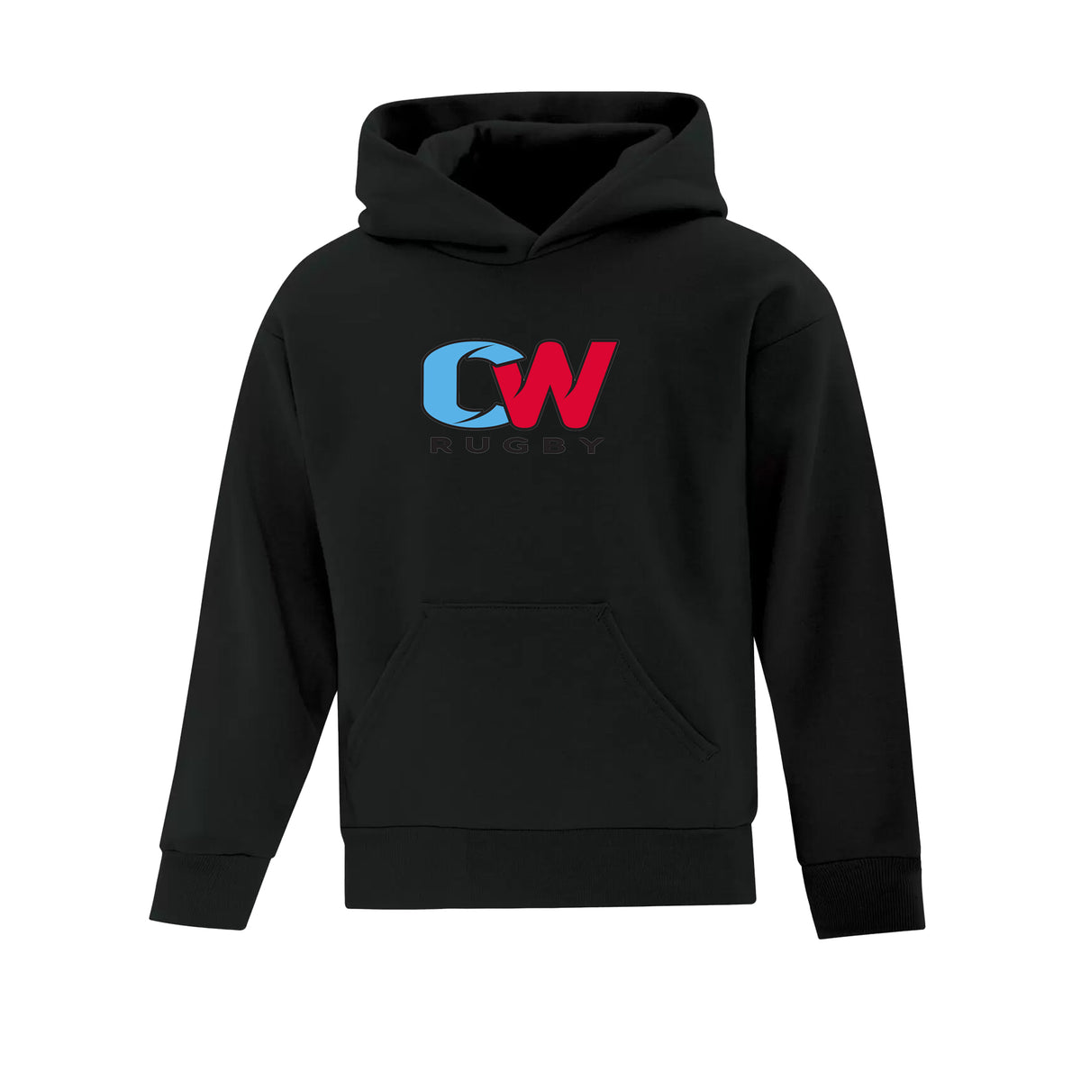 Castaway Wanderers RFC Everyday Fleece Hooded Sweatshirt - Alt Logo - Youth Unisex - Black Front