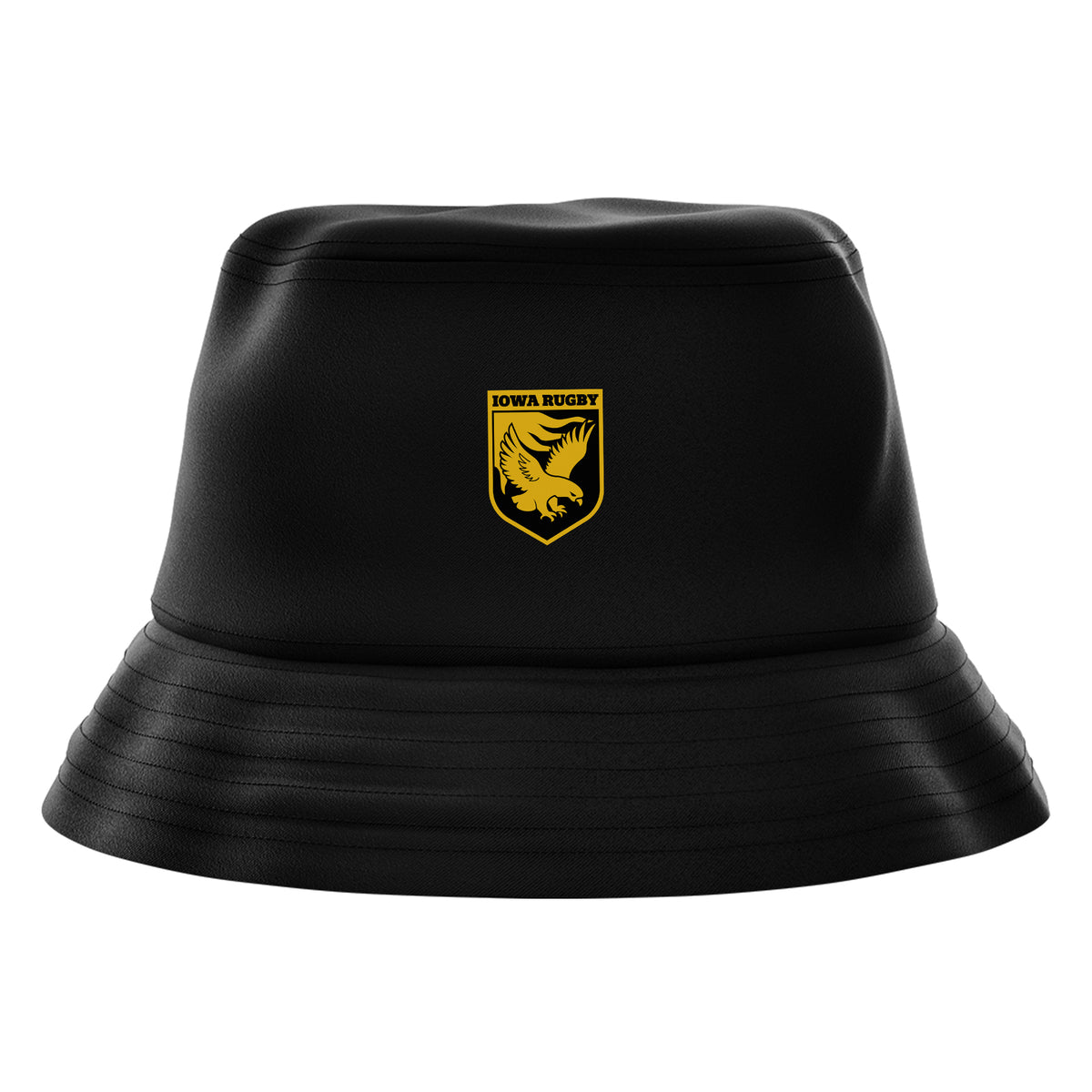 Iowa Rugby Bucket Hat Black Front