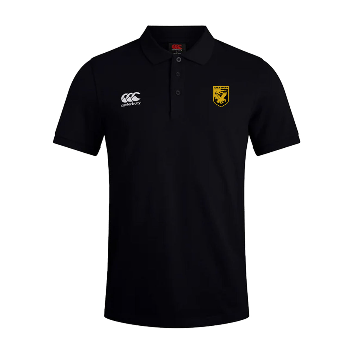 Iowa Rugby Canterbury Waimak Polo Shirt – Men&#39;s - Black Front