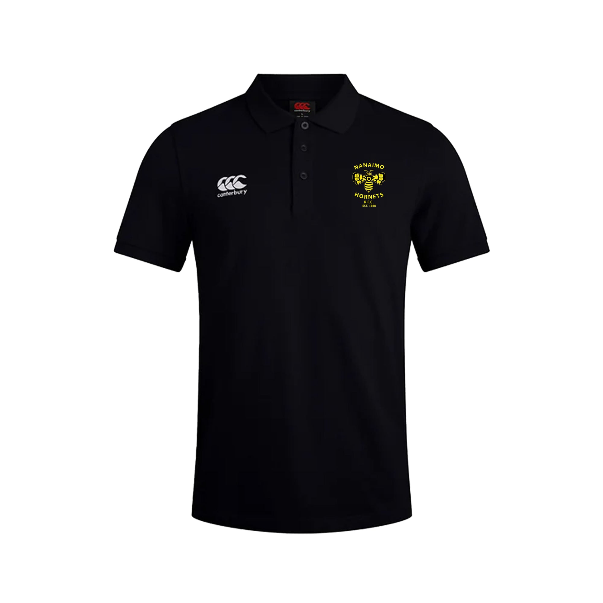 Nanaimo Hornets R.F.C. Canterbury Waimak Polo Black Front