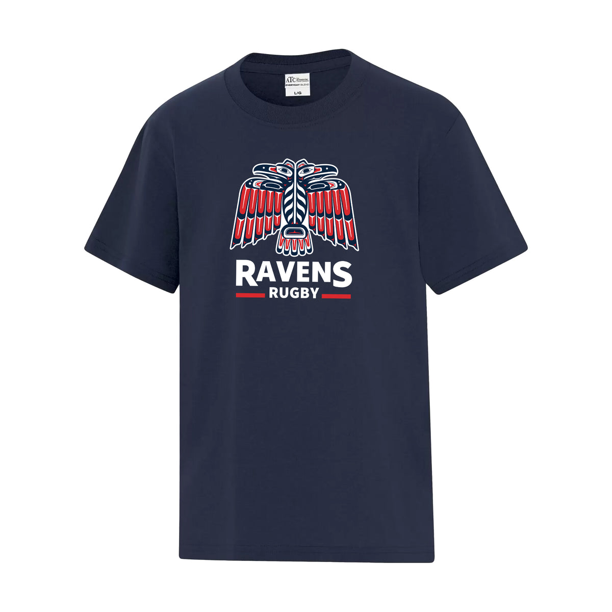 UBCOB Ravens Everyday Cotton Blend Tee - Youth Unisex Front navy