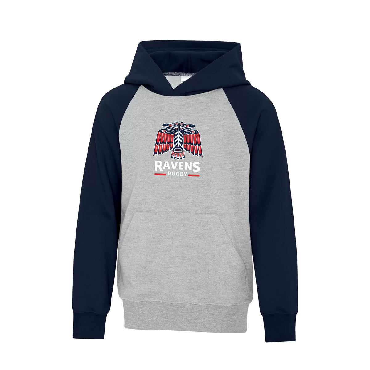 UBCOB Ravens Everyday Fleece Two-Tone Hooded Sweatshirt - Youth Unisex - Heather/Dark Navy