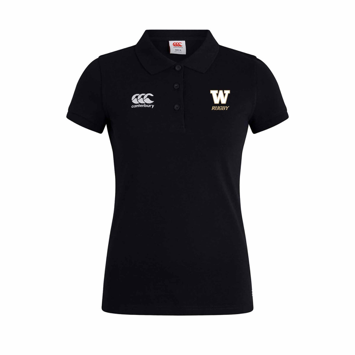 UW Women&#39;s Huskies Rugby Club Canterbury Waimak Polo Shirt - Womens - Black - The Rugby Shop The Rugby Shop Womens / BLACK / 6 TRS Distribution Canada POLO UW Women&#39;s Huskies Rugby Club Canterbury Waimak Polo Shirt - Womens - Black