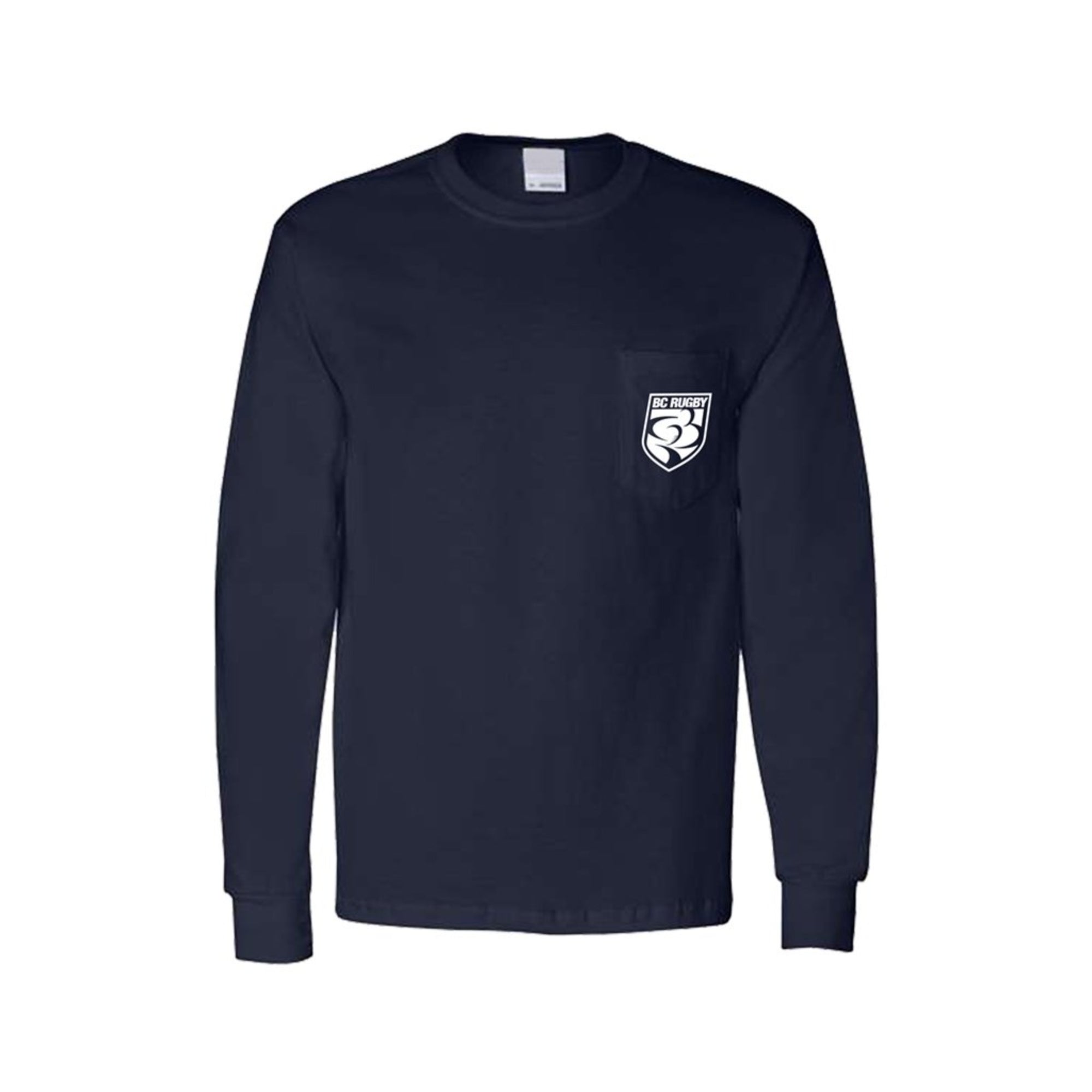 BC Rugby 2022 Long Sleeve Tee - www.therugbyshop.com www.therugbyshop.com UNISEX / NAVY W/ SHIELD / S XIX Brands HOODIES BC Rugby 2022 Long Sleeve Tee