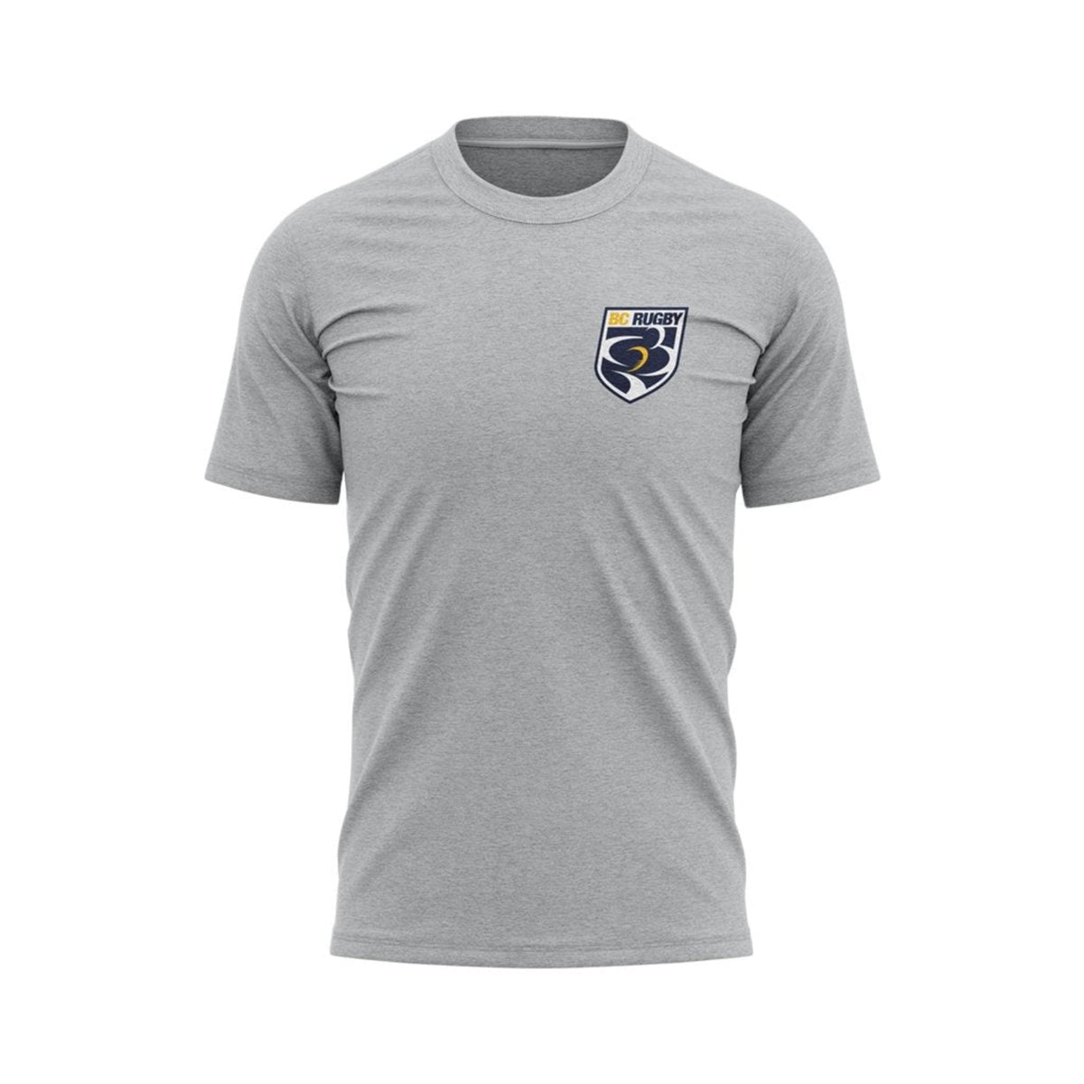 BC Rugby 2022 Shield Tee - www.therugbyshop.com www.therugbyshop.com MEN&#39;S / GREY - SMALL LOGO / S XIX Brands TEES BC Rugby 2022 Shield Tee