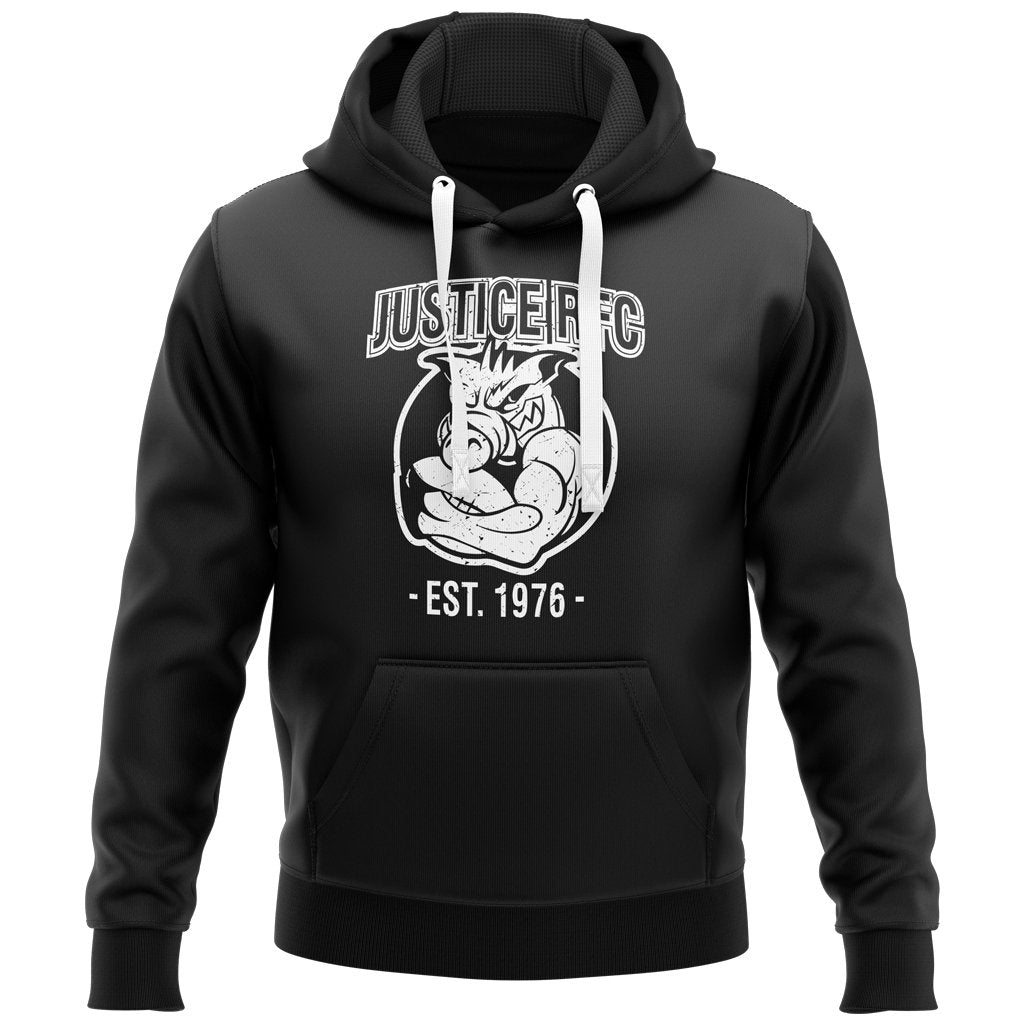 Justice Rugby LArge Logo Hoodie - www.therugbyshop.com www.therugbyshop.com UNISEX / CLASSIC MARL / S XIX Brands HOODIES Justice Rugby LArge Logo Hoodie