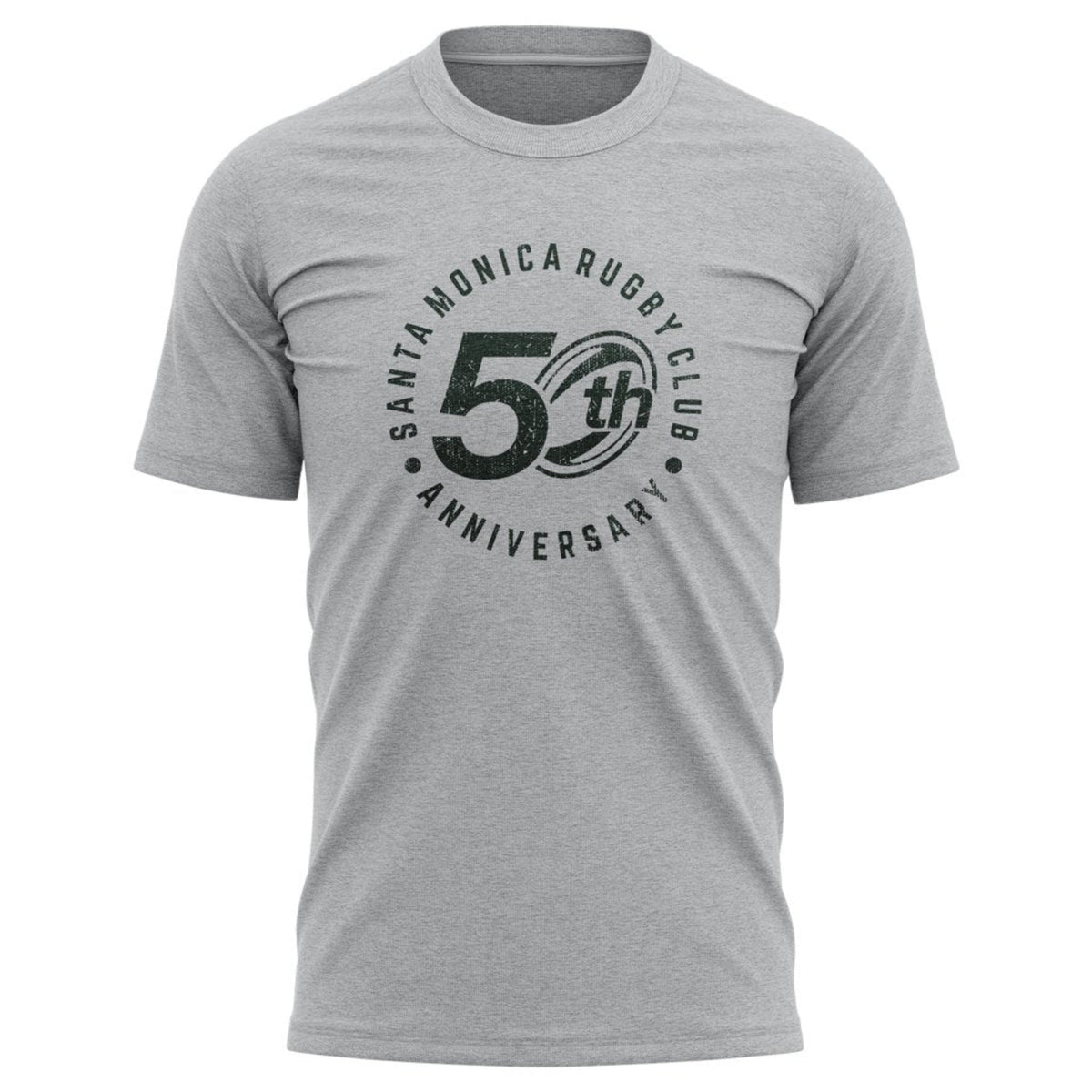 Santa Monica Rugby Club &quot;50th Anniversary&quot; Tee - Women&#39;s Black or Grey - www.therugbyshop.com www.therugbyshop.com WOMEN&#39;S / ATHLETIC GREY / S SANMAR TEES Santa Monica Rugby Club &quot;50th Anniversary&quot; Tee - Women&#39;s Black or Grey