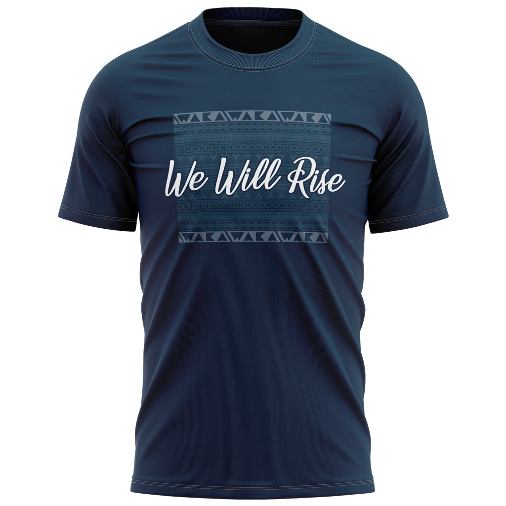 Waka &quot;We Will Rise&quot; Tee 1 - Unisex - www.therugbyshop.com www.therugbyshop.com UNISEX / NAVY / XL XIX Brands TEES Waka &quot;We Will Rise&quot; Tee 1 - Unisex